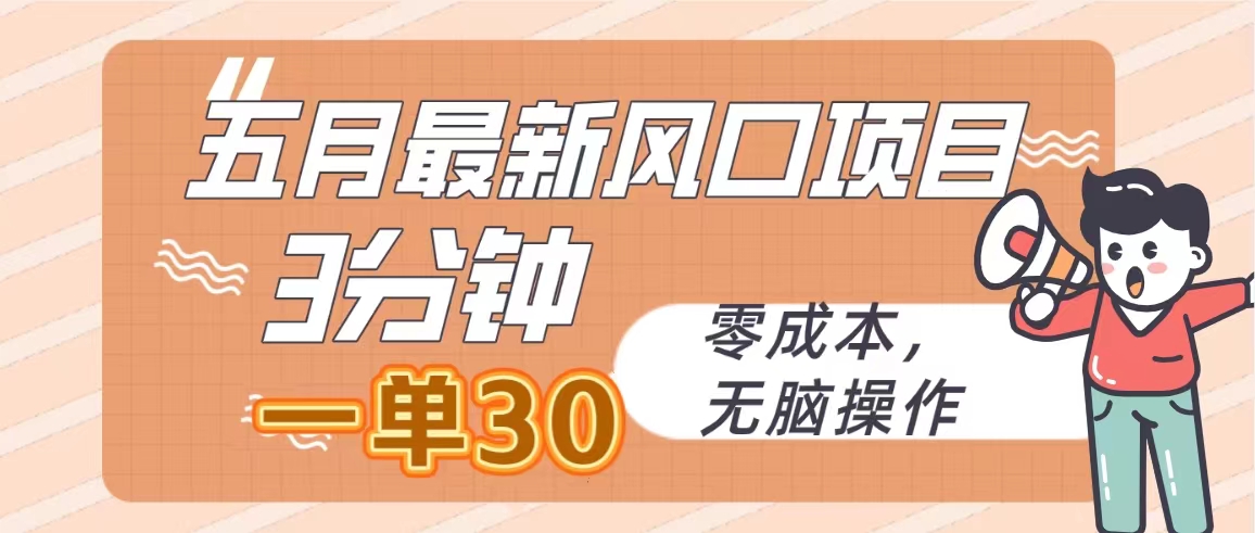 （10256期）五月最新风口项目，3分钟一单30，零成本，无脑操作-柠檬网创