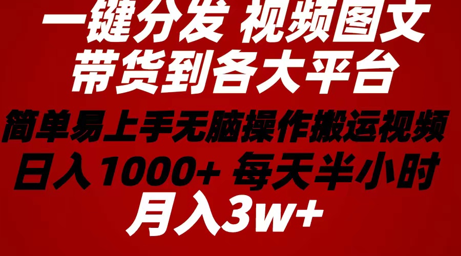 （10667期）2024年 一键分发带货图文视频  简单易上手 无脑赚收益 每天半小时日入1…-柠檬网创