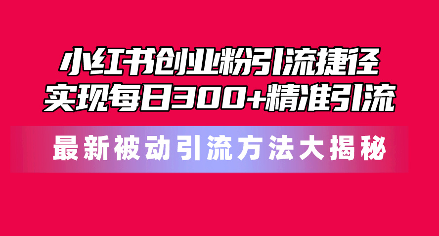 （10692期）小红书创业粉引流捷径！最新被动引流方法大揭秘，实现每日300+精准引流-柠檬网创