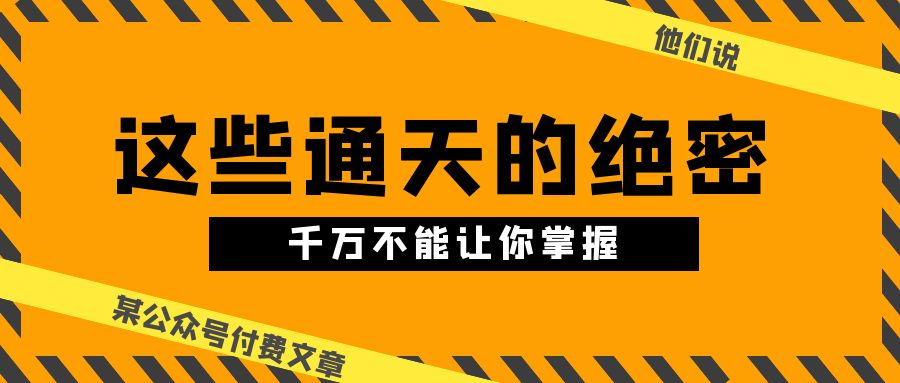 （10651期）某公众号付费文章《他们说 “ 这些通天的绝密，千万不能让你掌握! ”》-柠檬网创