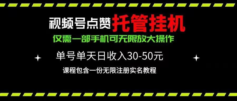 （10644期）视频号点赞托管挂机，单号单天利润30~50，一部手机无限放大（附带无限…-柠檬网创