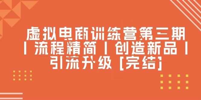 （10960期）虚拟电商训练营第三期丨流程精简丨创造新品丨引流升级 [完结]-柠檬网创