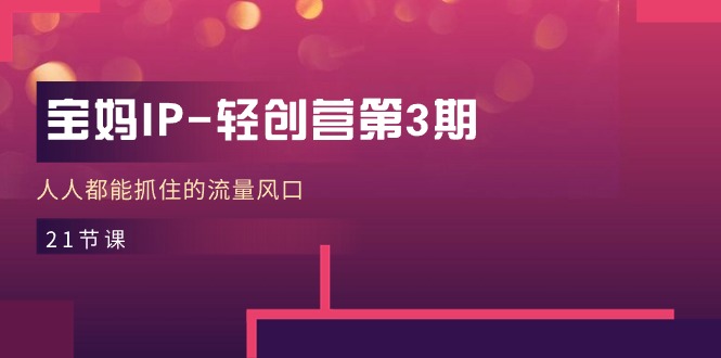 （11042期）宝妈IP-轻创营第3期，人人都能抓住的流量风口（21节课）-柠檬网创