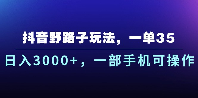 （10909期）抖音野路子玩法，一单35.日入3000+，一部手机可操作-柠檬网创