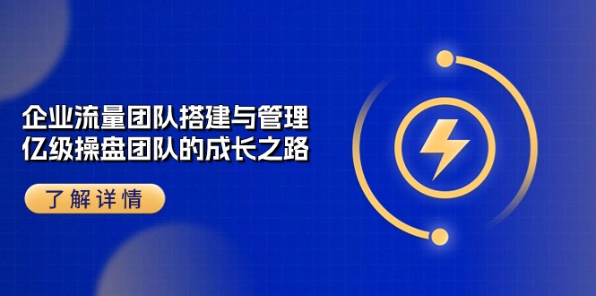（10837期）企业 流量团队-搭建与管理，亿级 操盘团队的成长之路（28节课）-柠檬网创