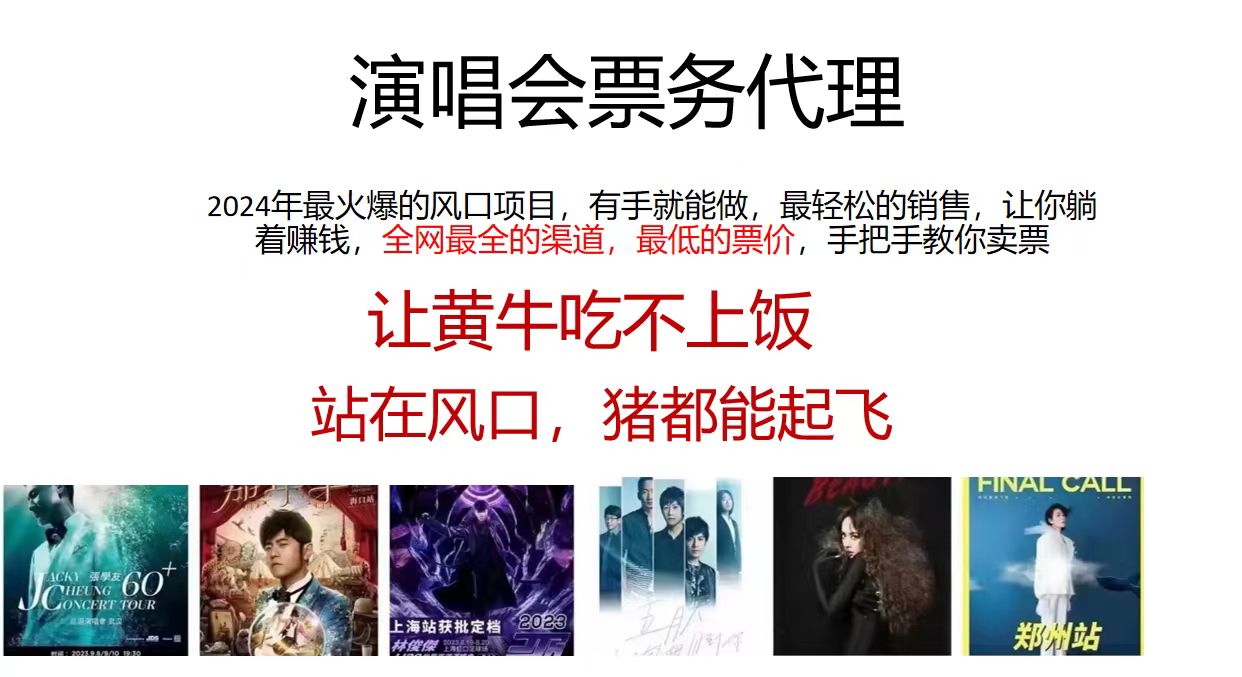 （11272期）演唱会票务代理，2024年最火爆风口项目，全网最低的票价，小白一分钟上…-柠檬网创