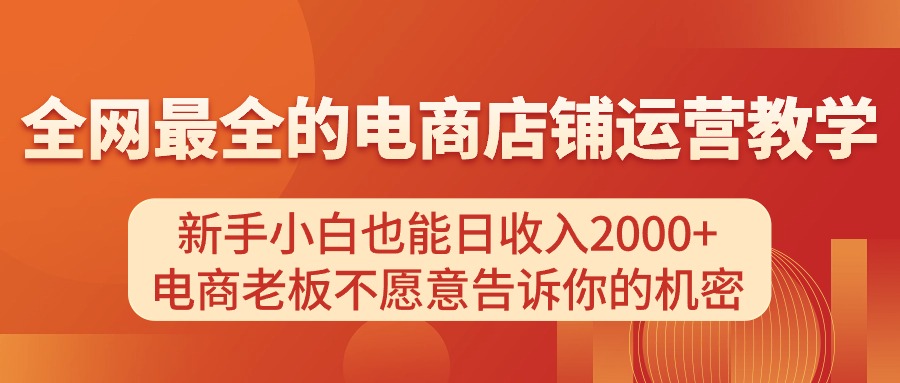 （11266期）电商店铺运营教学，新手小白也能日收入2000+，电商老板不愿意告诉你的机密-柠檬网创