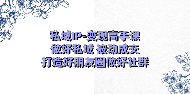 （11209期）私域IP-变现高手课：做好私域 被动成交，打造好朋友圈做好社群（18节）-柠檬网创