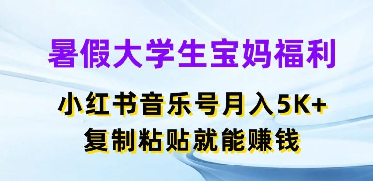 暑假大学生宝妈福利，小红书音乐号月入5000+，复制粘贴就能赚钱【揭秘】-柠檬网创