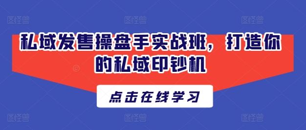私域发售操盘手实战班，打造你的私域印钞机-柠檬网创