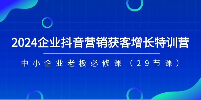 2024企业抖音营销获客增长特训营，中小企业老板必修课（29节课）-柠檬网创