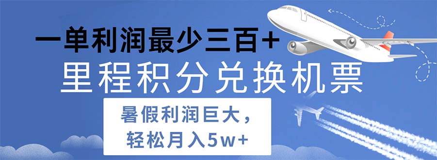 （11385期）2024暑假利润空间巨大的里程积分兑换机票项目，每一单利润最少500-柠檬网创