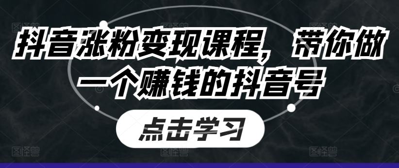 抖音涨粉变现课程，带你做一个赚钱的抖音号-柠檬网创