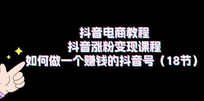 抖音电商教程：抖音涨粉变现课程：如何做一个赚钱的抖音号（18节）-柠檬网创