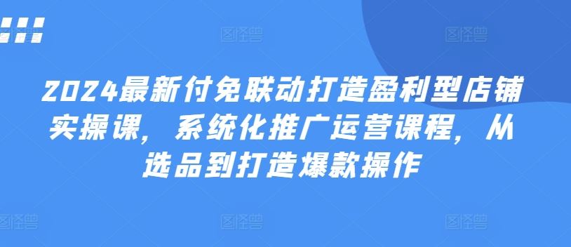 2024最新付免联动打造盈利型店铺实操课，​系统化推广运营课程，从选品到打造爆款操作-柠檬网创