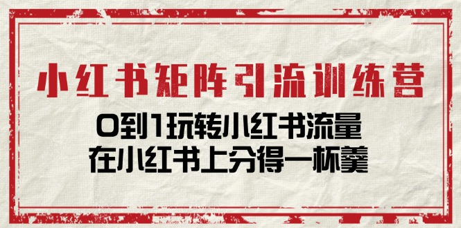 小红书矩阵引流训练营：0到1玩转小红书流量，在小红书上分得一杯羹（14节课）-柠檬网创