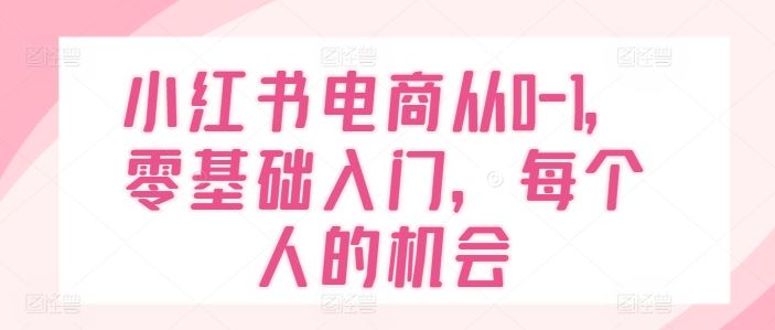 小红书电商从0-1，零基础入门，每个人的机会-柠檬网创