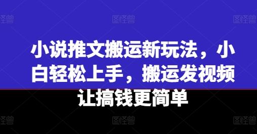 小说推文搬运新玩法，小白轻松上手，搬运发视频让搞钱更简单-柠檬网创