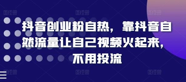 抖音创业粉自热，靠抖音自然流量让自己视频火起来，不用投流-柠檬网创