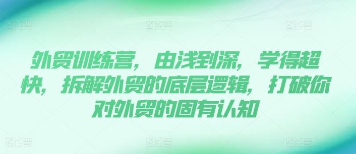 外贸训练营，由浅到深，学得超快，拆解外贸的底层逻辑，打破你对外贸的固有认知-柠檬网创