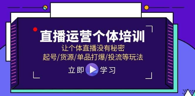 （11636期）直播运营个体培训，让个体直播没有秘密，起号/货源/单品打爆/投流等玩法-柠檬网创