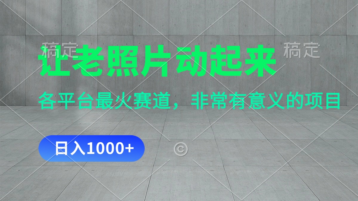 （11671期）让老照片动起来，一天变现1000+，各平台最火赛道，看完就会-柠檬网创