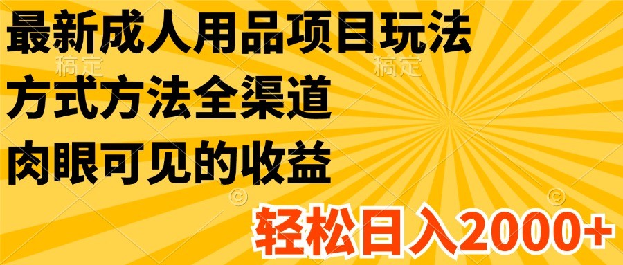 最新成人用品项目玩法，方式方法全渠道，肉眼可见的收益，轻松日入2000+-柠檬网创