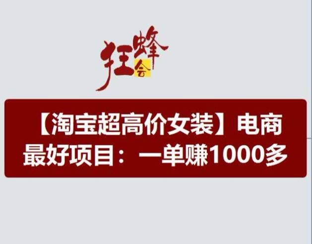 淘宝超高价女装项目，电商最好赛道，一单赚1000多-柠檬网创