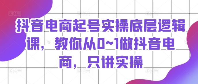 抖音电商起号实操底层逻辑课，教你从0~1做抖音电商，只讲实操-柠檬网创