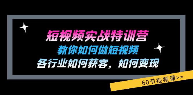 短视频实战特训营：教你如何做短视频，各行业如何获客，如何变现 (60节)-柠檬网创