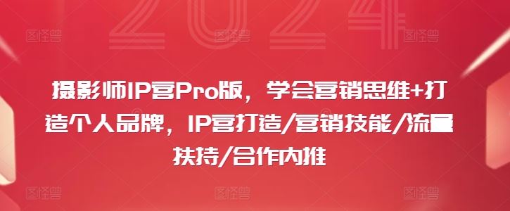 摄影师IP营Pro版，学会营销思维+打造个人品牌，IP营打造/营销技能/流量扶持/合作内推-柠檬网创