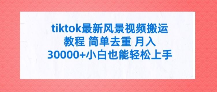 tiktok最新风景视频搬运教程 简单去重 月入3W+小白也能轻松上手【揭秘】-柠檬网创