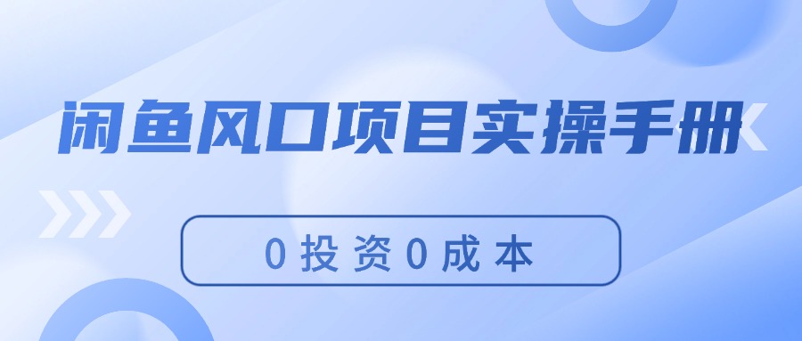 （11923期）闲鱼风口项目实操手册，0投资0成本，让你做到，月入过万，新手可做-柠檬网创