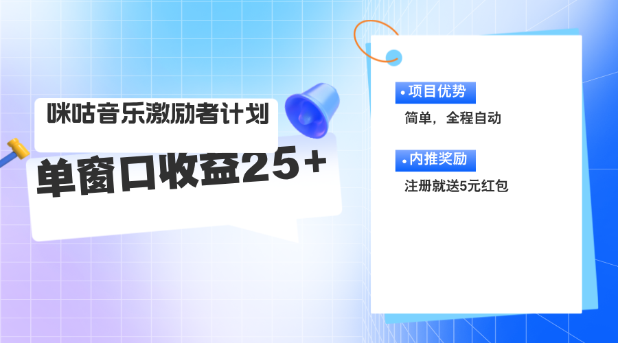 （11942期）咪咕激励者计划，单窗口收益20~25，可矩阵操作-柠檬网创