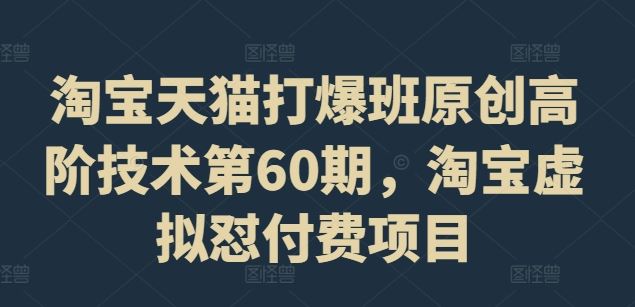 淘宝天猫打爆班原创高阶技术第60期，淘宝虚拟怼付费项目-柠檬网创
