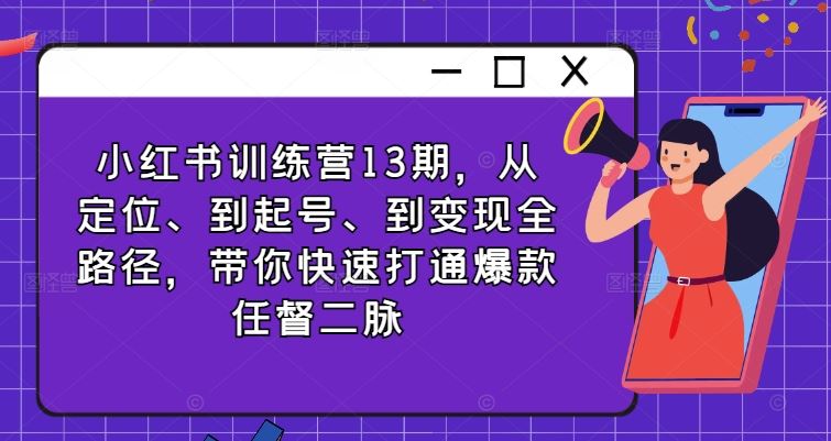 小红书训练营13期，从定位、到起号、到变现全路径，带你快速打通爆款任督二脉-柠檬网创