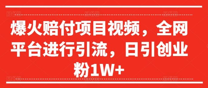 爆火赔付项目视频，全网平台进行引流，日引创业粉1W+【揭秘】-柠檬网创
