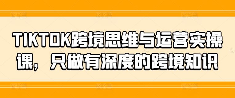 TIKTOK跨境思维与运营实操课，只做有深度的跨境知识-柠檬网创