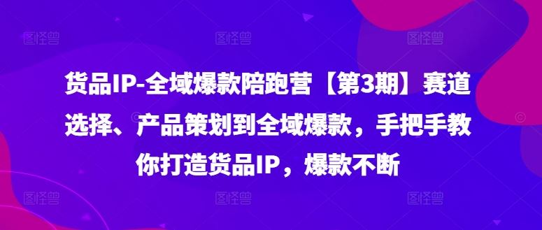 货品IP全域爆款陪跑营【第3期】赛道选择、产品策划到全域爆款，手把手教你打造货品IP，爆款不断-柠檬网创