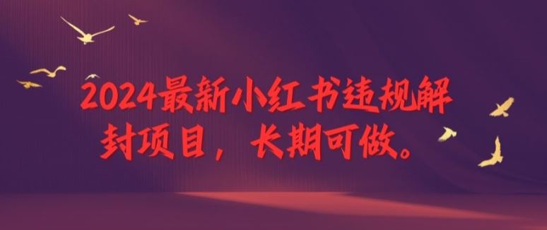 2024最新小红书违规解封项目，长期可做，一个可以做到退休的项目【揭秘】-柠檬网创