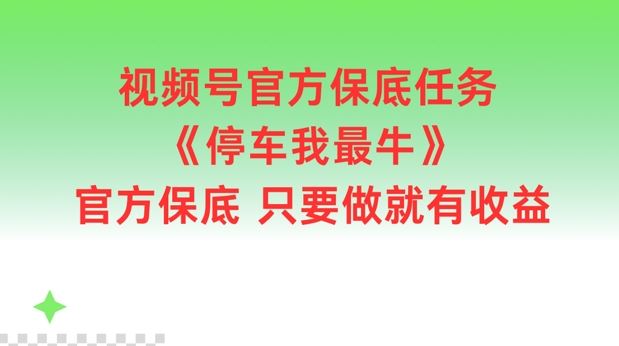 视频号官方保底任务，停车我最牛，官方保底只要做就有收益【揭秘】-柠檬网创