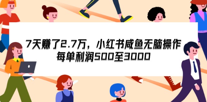 （12192期）7天收了2.7万，小红书咸鱼无脑操作，每单利润500至3000-柠檬网创