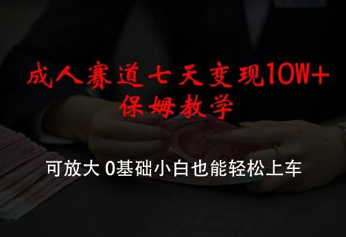 成人赛道七天变现10W+保姆教学，可放大，0基础小白也能轻松上车【揭秘】-柠檬网创