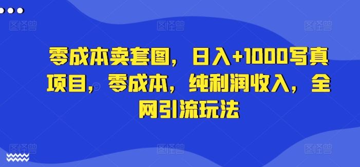 零成本卖套图，日入+1000写真项目，零成本，纯利润收入，全网引流玩法-柠檬网创