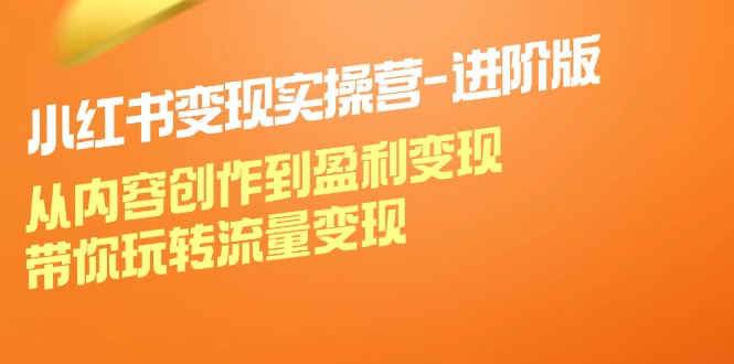 小红书变现实操营进阶版：从内容创作到盈利变现，带你玩转流量变现-柠檬网创