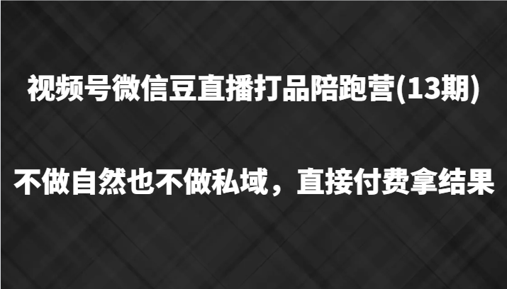 视频号微信豆直播打品陪跑(13期)，不做不自然流不做私域，直接付费拿结果-柠檬网创