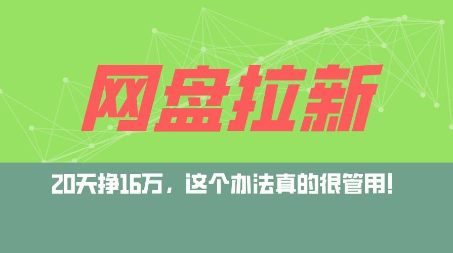 （12294期）网盘拉新+私域运营玩法，零基础入门，小白可操作，当天见效，日入5000+-柠檬网创