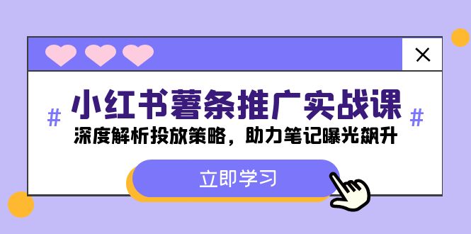 小红书-薯条推广实战课：深度解析投放策略，助力笔记曝光飙升-柠檬网创