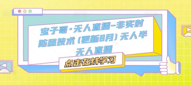 宝子哥·无人直播-非实时防风技术(更新8月)无人半无人直播-柠檬网创