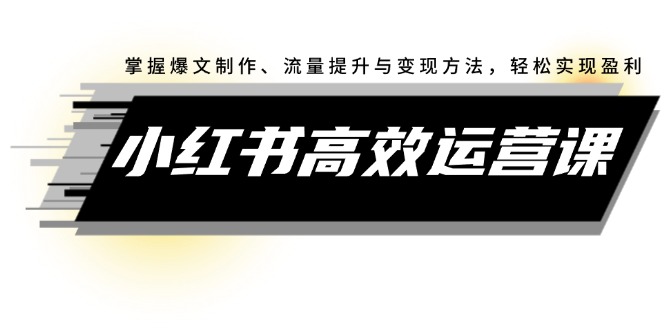 （12369期）小红书高效运营课：掌握爆文制作、流量提升与变现方法，轻松实现盈利-柠檬网创